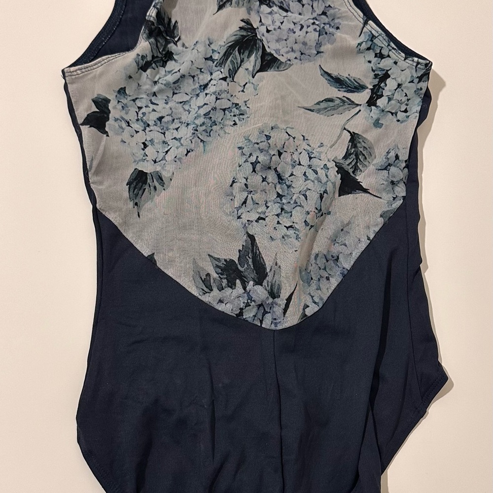 Ainslie Wear blue and grey zip up leotard